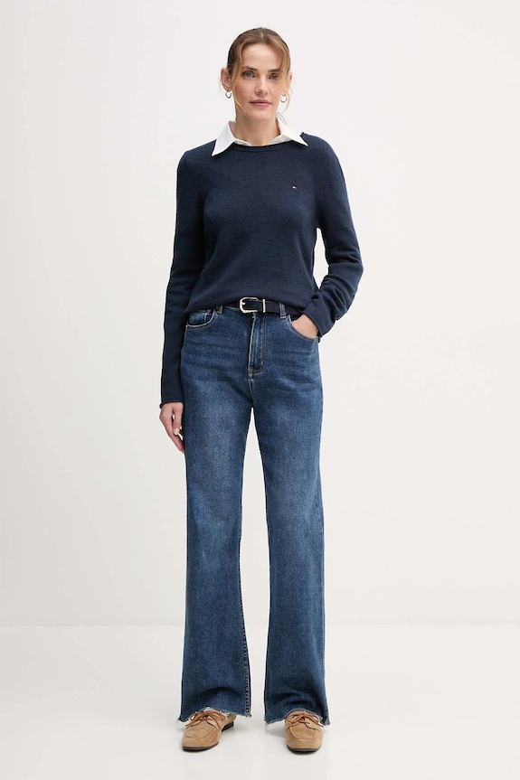 Tommy Hilfiger pulover de lână WW0WW40264 bleumarin AW25