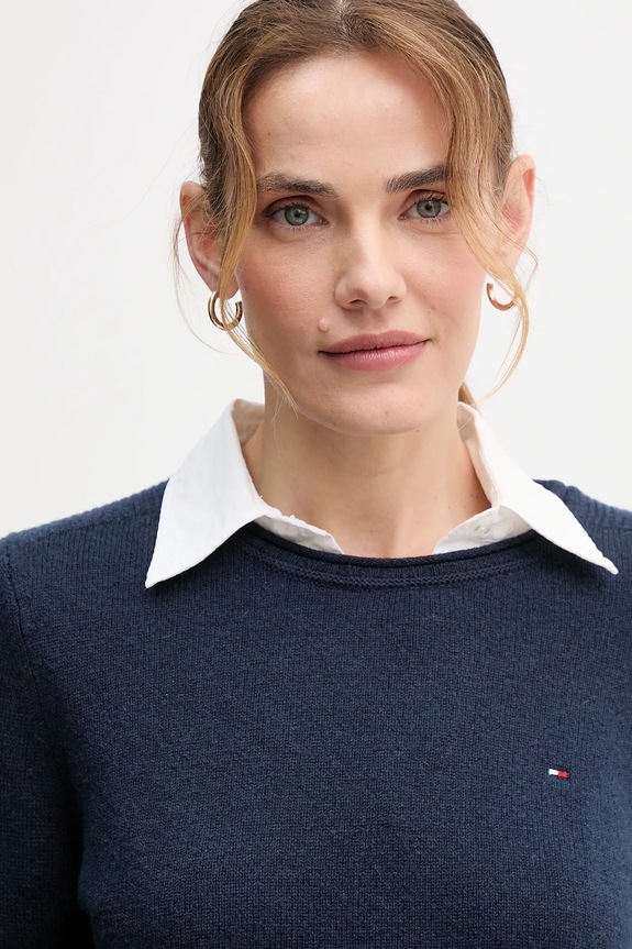 Tommy Hilfiger pulover de lână bleumarin WW0WW40264
