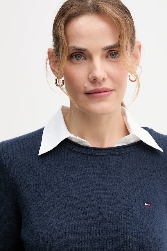 Tommy Hilfiger pulover de lână bleumarin WW0WW40264