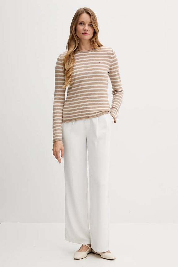 Μάλλινο πουλόβερ Tommy Hilfiger WW0WW40264 μπεζ AW25