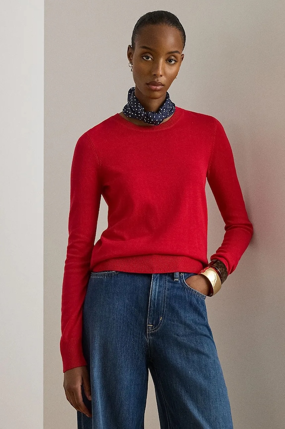 Lauren Ralph Lauren maglione a maglia fine rosso 200919114