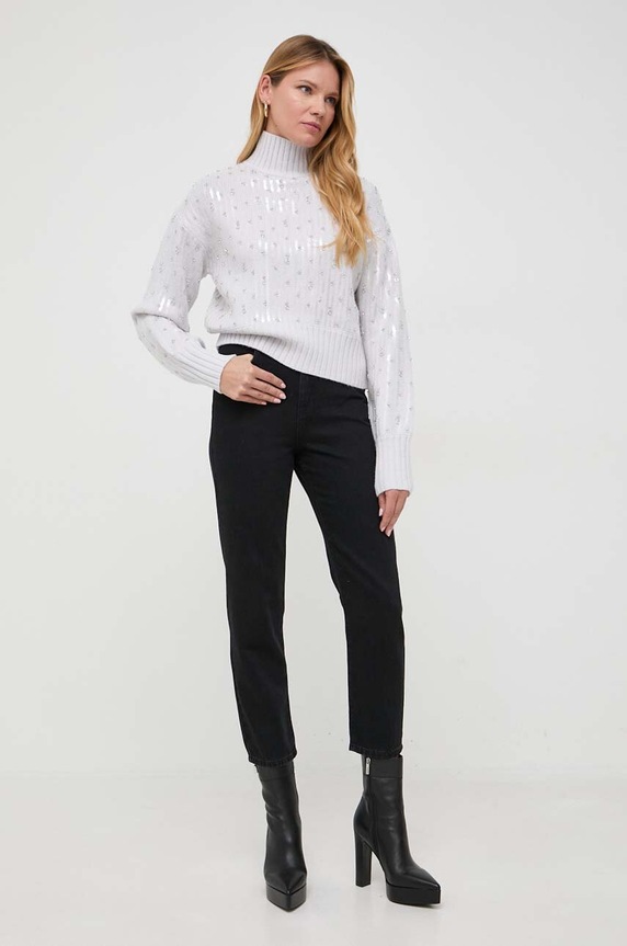 Patrizia Pepe sweter z domieszką wełny 2K0234.K149 szary AW23