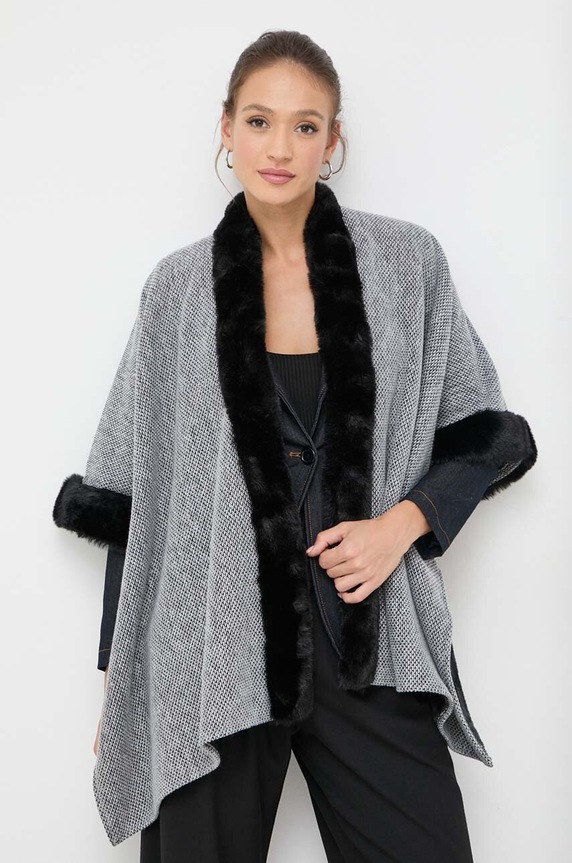Morgan poncho cu modele gri 5CAPOU.ECRU