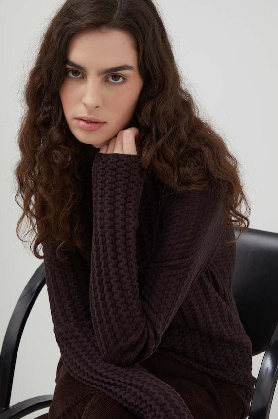 Lovechild sweter z domieszką wełny półgolf brązowy 8703456