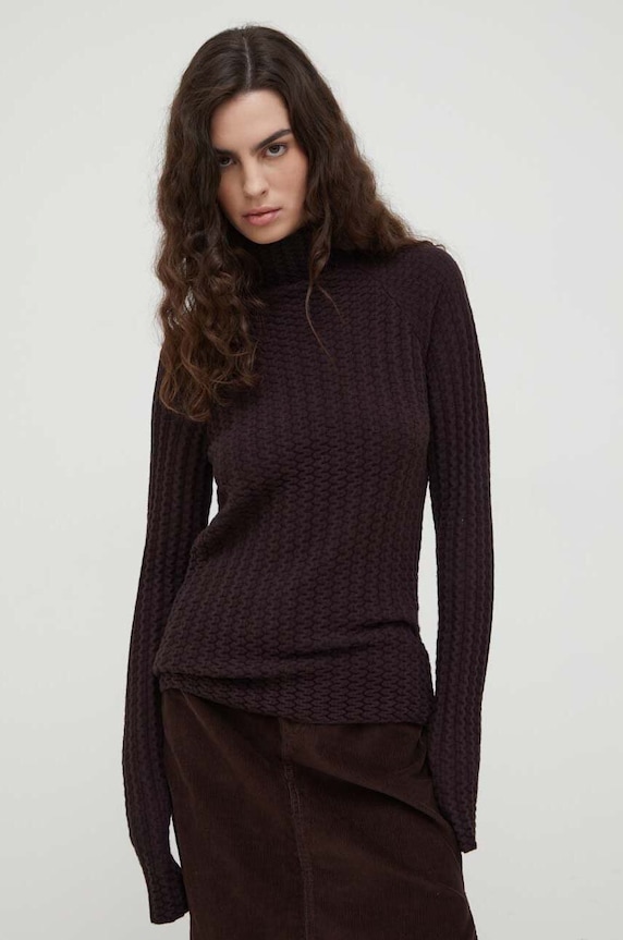 Lovechild sweter z domieszką wełny brązowy 8703456