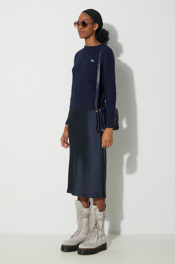 Lacoste sweter wełniany okrągły granatowy AF0633