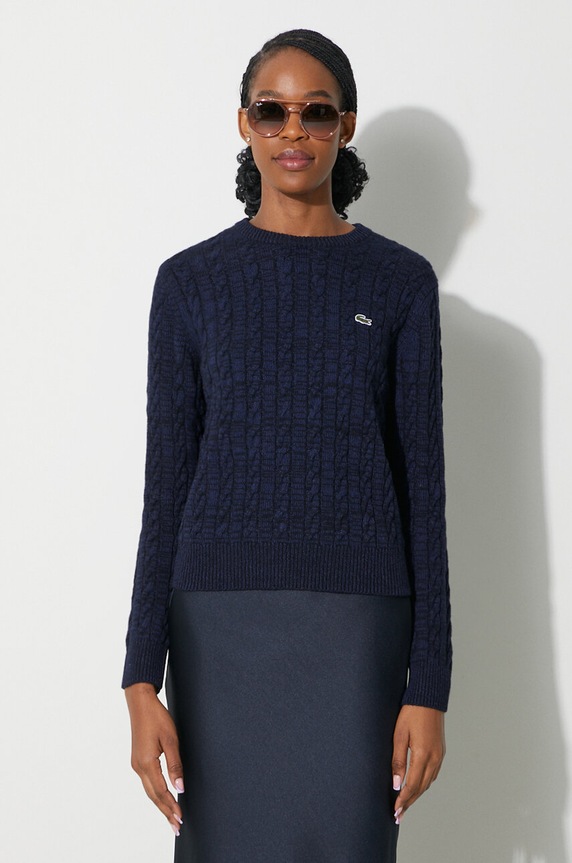 Lacoste sweter wełniany granatowy AF0633
