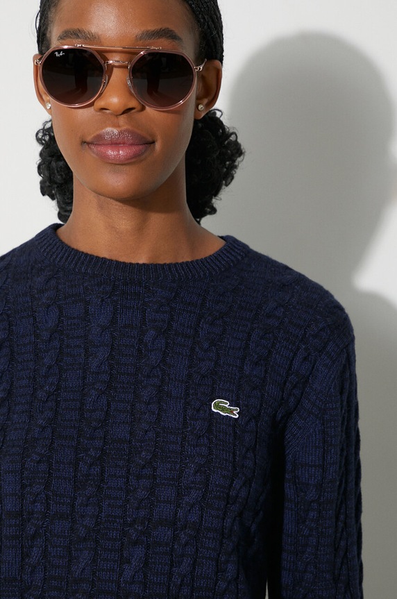 Lacoste sweter wełniany AF0633 granatowy