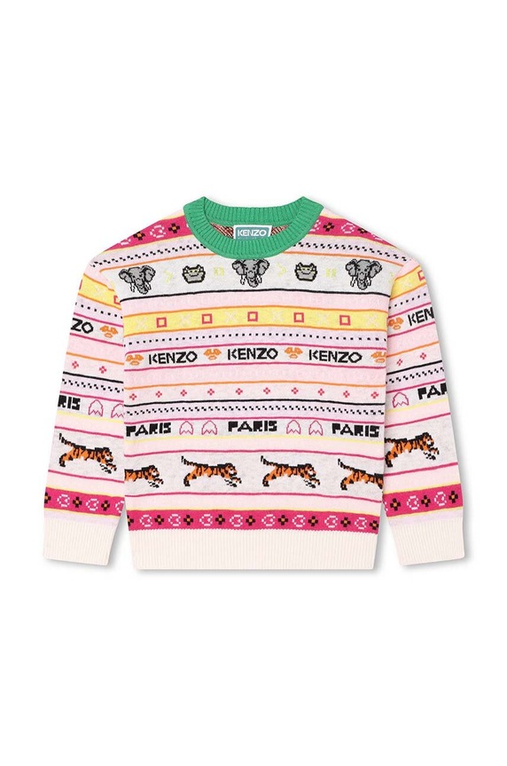 Kenzo Kids sweter z domieszką wełny dziecięcy z domieszką wełny beżowy K15683.86.108
