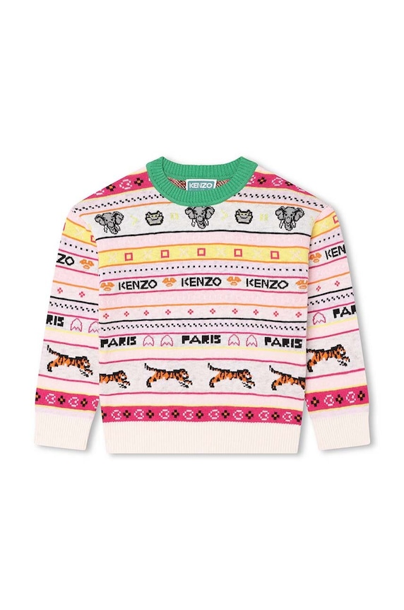 Kenzo Kids sweter z domieszką wełny dziecięcy z domieszką wełny beżowy K15683.86.108