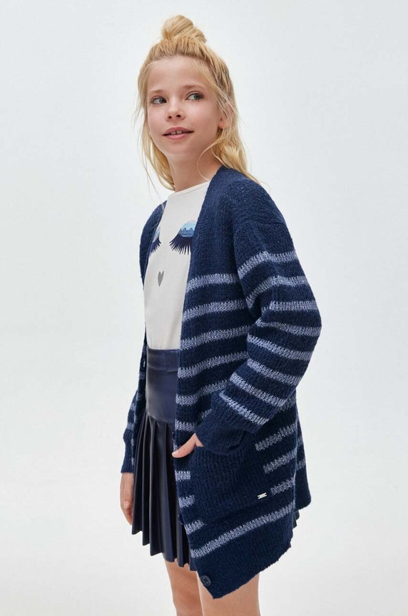 Mayoral gyerekkardigán gyapjúkeverékből mintás sötétkék 7313.8D.Junior.9BYX
