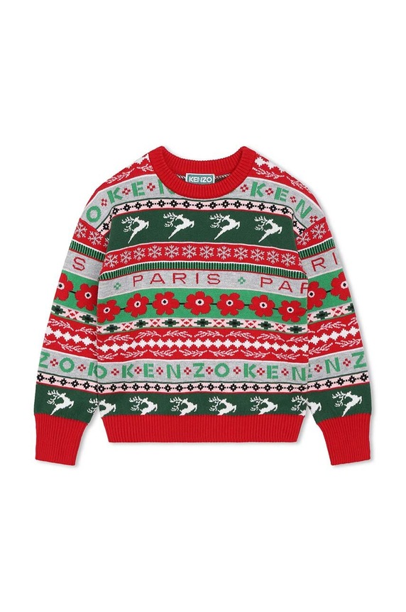 Kenzo Kids sweter z domieszką wełny dziecięcy K15733.102.108 czerwony AW23