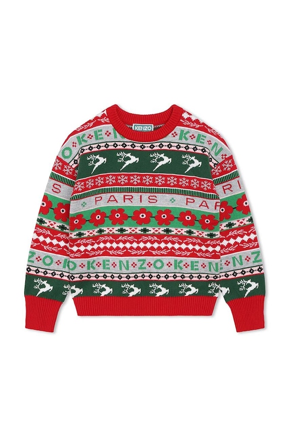 Kenzo Kids sweter z domieszką wełny dziecięcy K15733.102.108 czerwony AW23