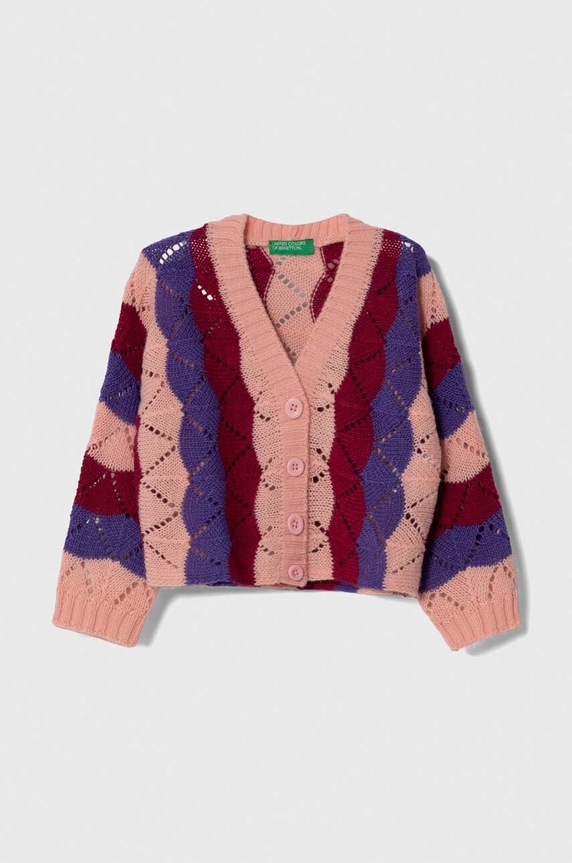 United Colors of Benetton kardigán gyapjú keverékből mintás rózsaszín 1076H6003.P.SEASONAL