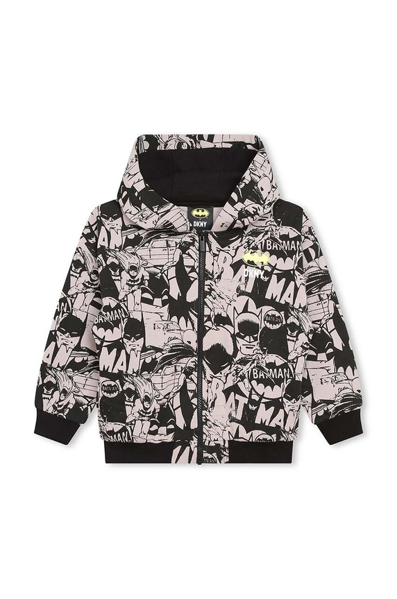 Παιδική βαμβακερή μπλούζα DKNY x DC Comics D55010.162.174 μαύρο AW23