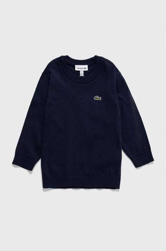 Детски пуловер с вълна Lacoste с вълна тъмносин AJ1121