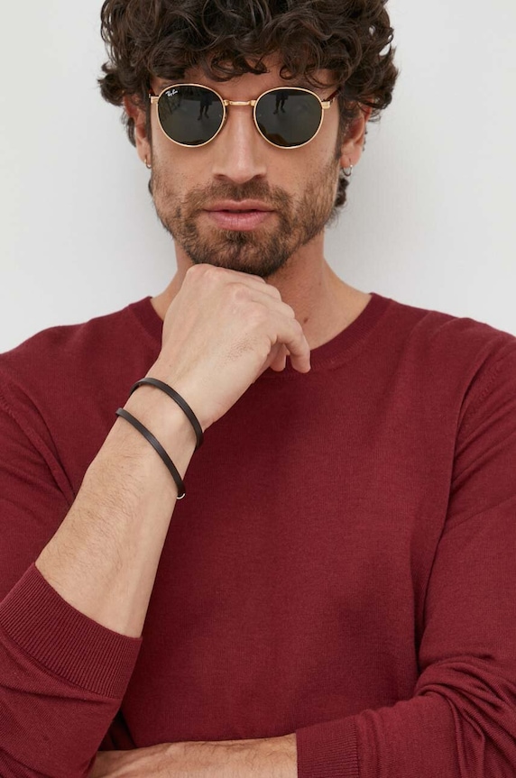 BOSS sweter wełniany Leno-P bordowy 50468239