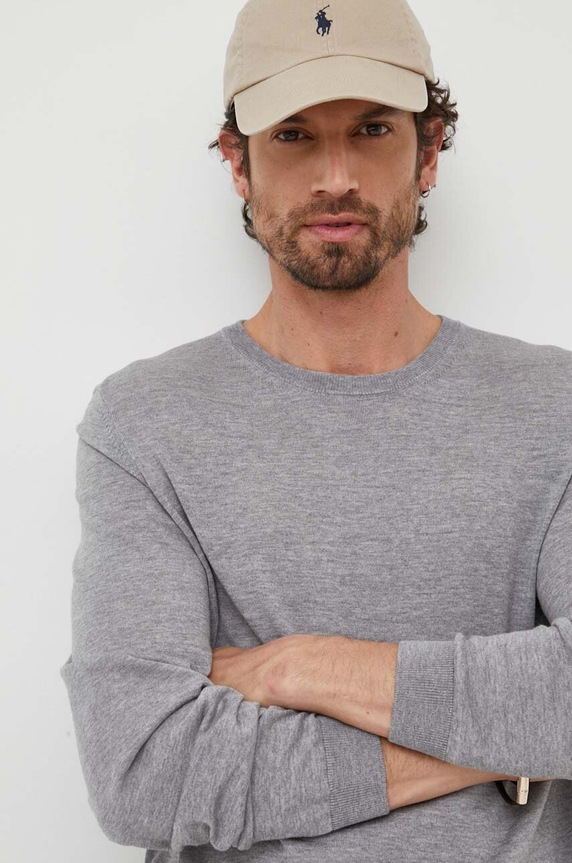 BOSS sweter wełniany Leno-P szary 50468239