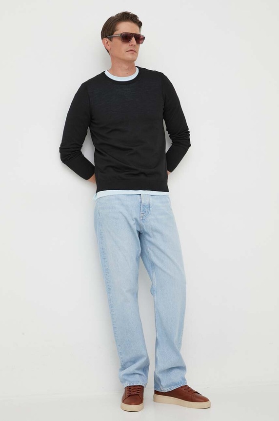 Volnen pulover BOSS Leno-P 50468239 črna AA00