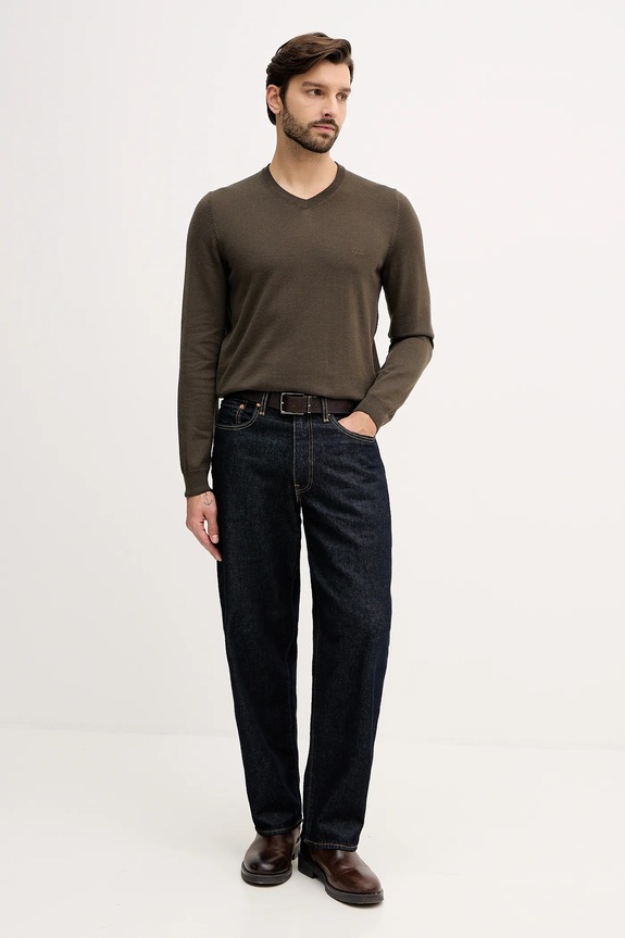 BOSS gyapjú pulóver 50476363 zöld AW25