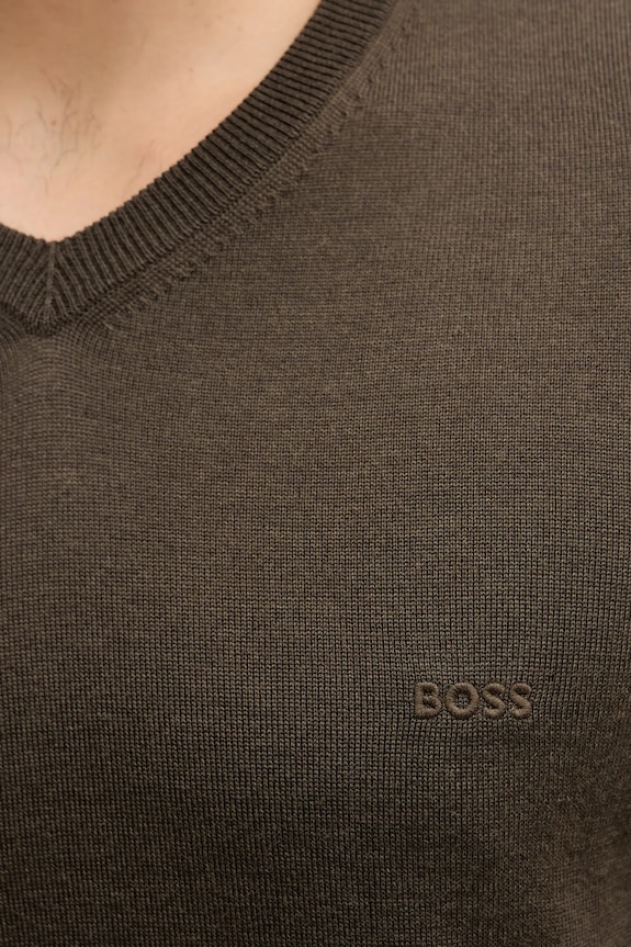 BOSS gyapjú pulóver 50476363 zöld