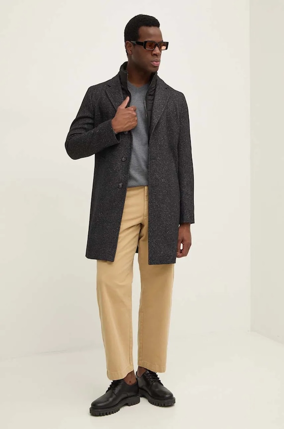 Vlnený sveter BOSS Baram-L 50476363 sivá AW25