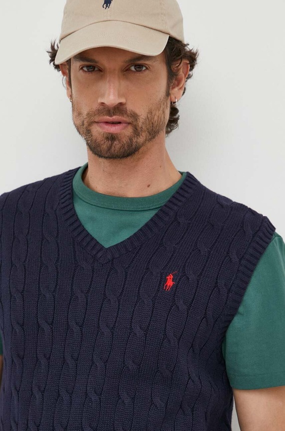 Polo Ralph Lauren kamizelka bawełniana granatowy 710860352