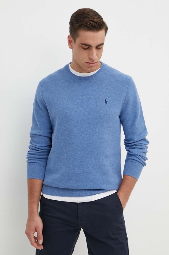 Bavlněný svetr Polo Ralph Lauren kulatý modrá 710918163