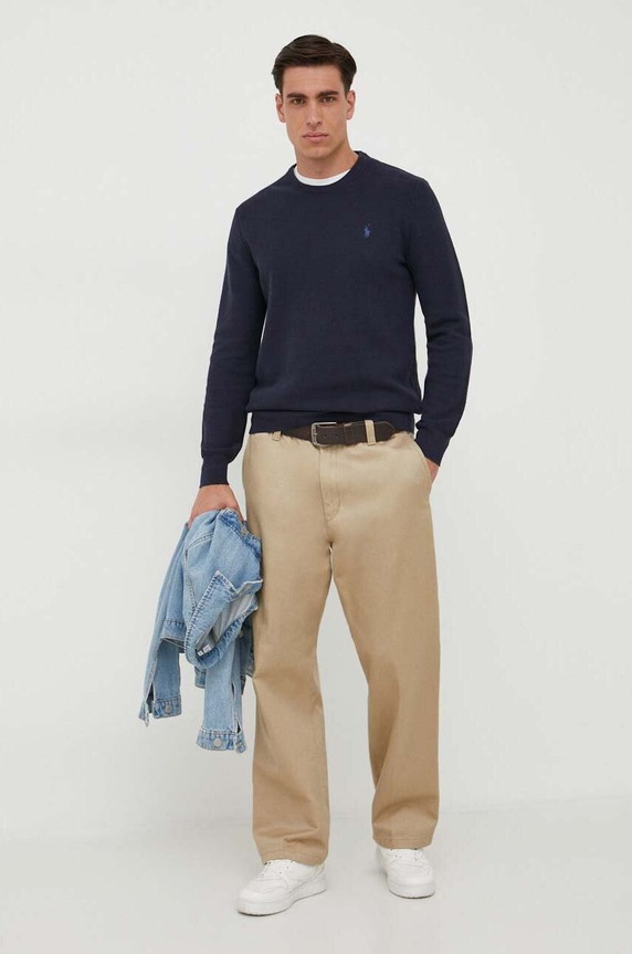 Polo Ralph Lauren sweter bawełniany bawełna granatowy 710918163