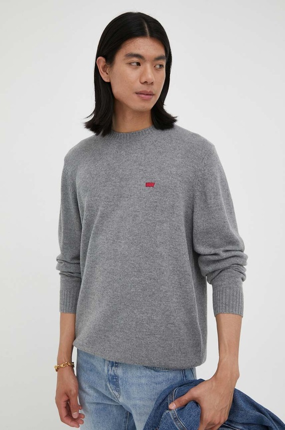 Levi's sweter wełniany wełna szary A4320.0000