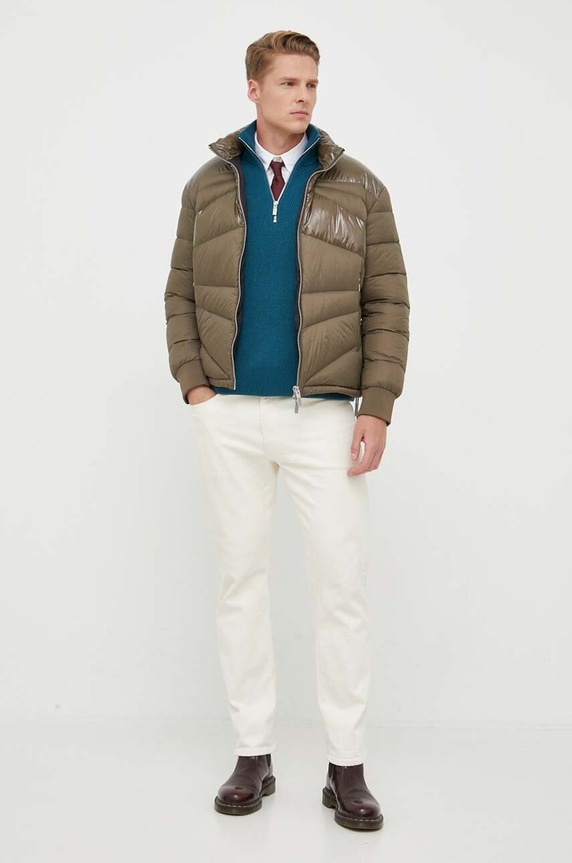 Armani Exchange sweter z domieszką wełny 6RZM6G.ZM1LZ turkusowy AW23