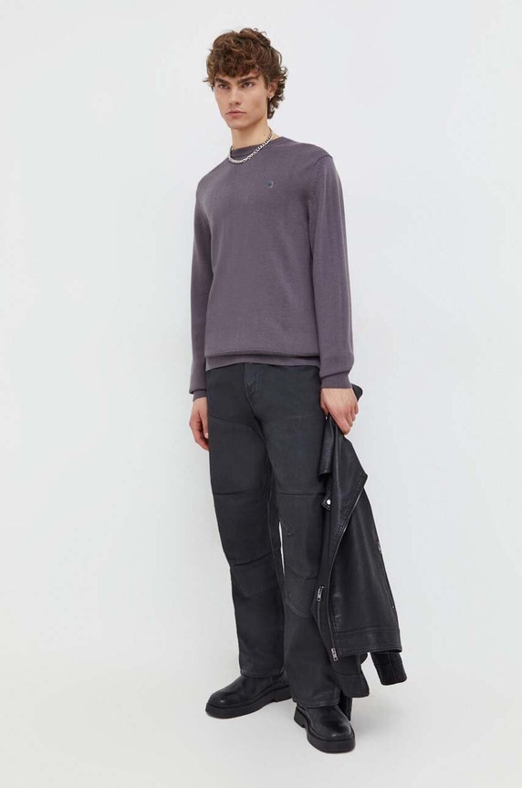 G-Star sweter wełniany D21931.B692 fioletowy AW23