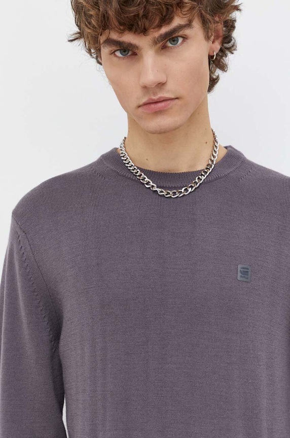 G-Star sweter wełniany fioletowy D21931.B692
