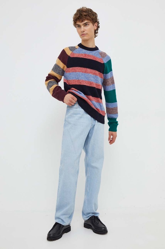 Vuneni pulover PS Paul Smith M2R.240Y.L21936 mornarsko plava AW23