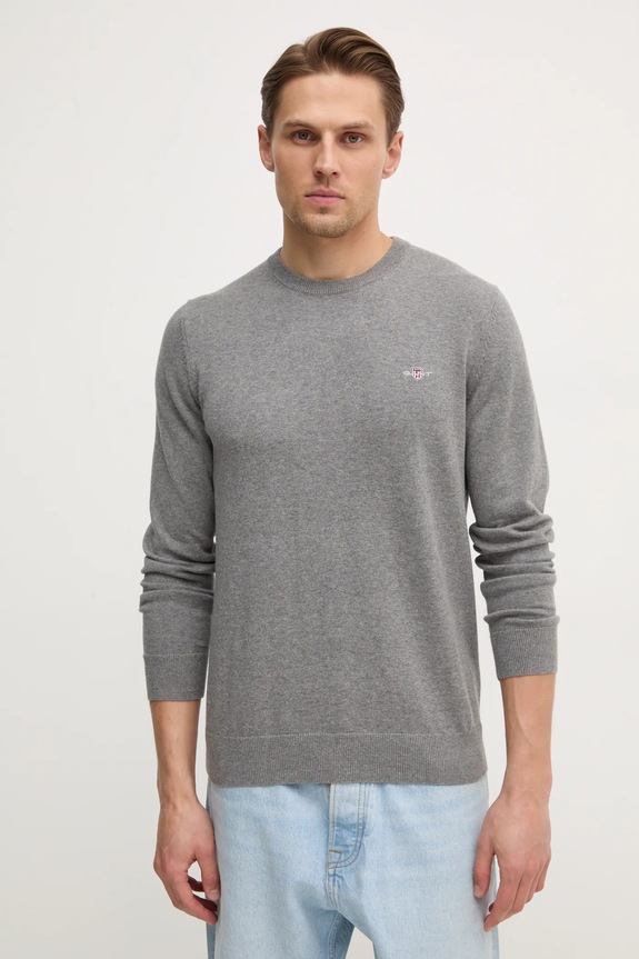 Gant sweter bawełniany bawełna szary 8030561