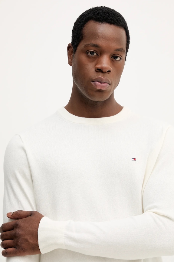 Sveter s prímesou kašmíru Tommy Hilfiger béžová MW0MW28046