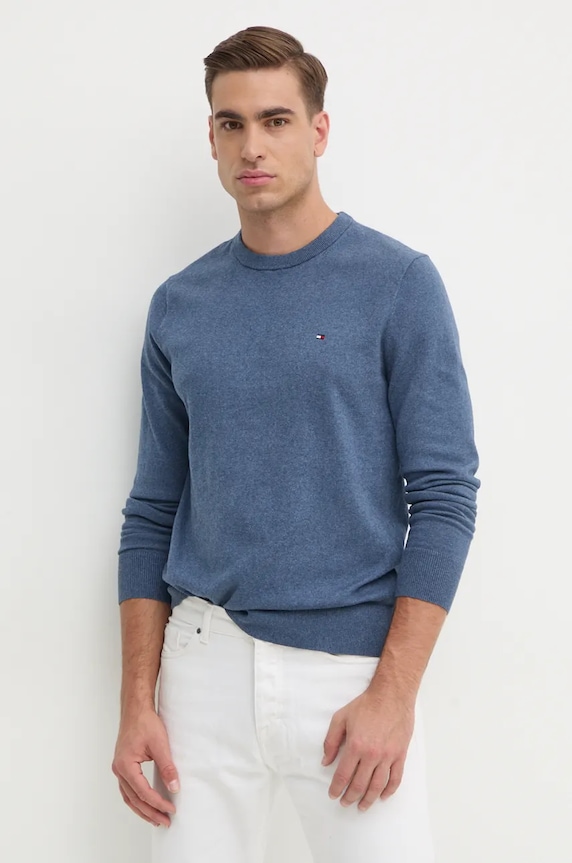 Pulover s dodatkom kašmira Tommy Hilfiger plava MW0MW28046