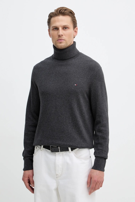 Tommy Hilfiger pulover din amestec de casmir subtiri gri MW0MW28048