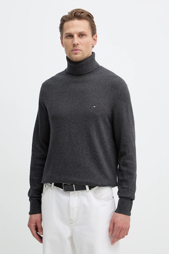 Tommy Hilfiger pulover din amestec de casmir subtiri gri MW0MW28048