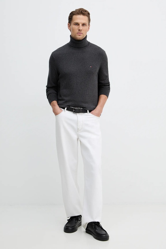 Tommy Hilfiger pulover din amestec de casmir MW0MW28048 gri AW25