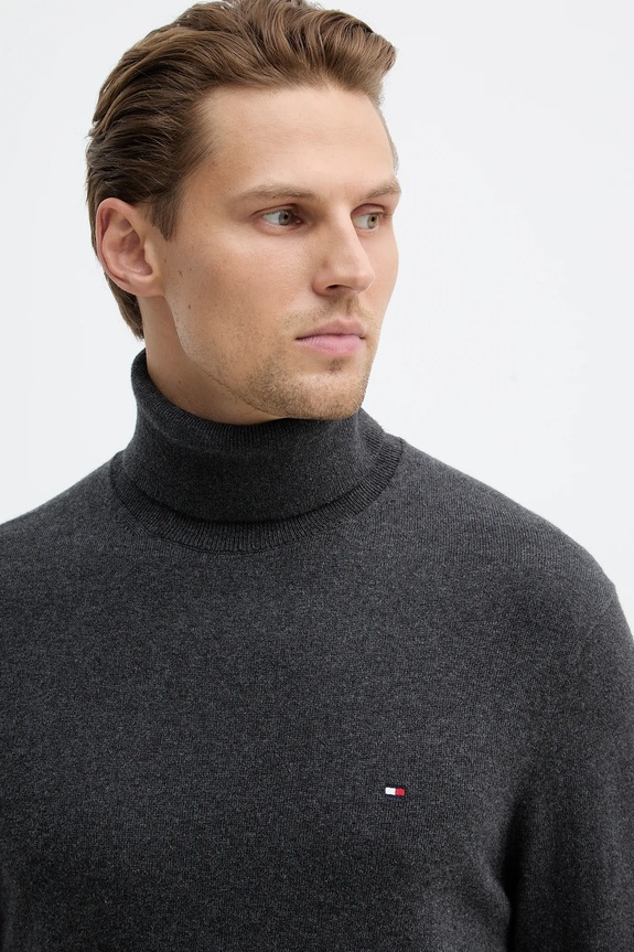 Tommy Hilfiger pulover din amestec de casmir gri MW0MW28048