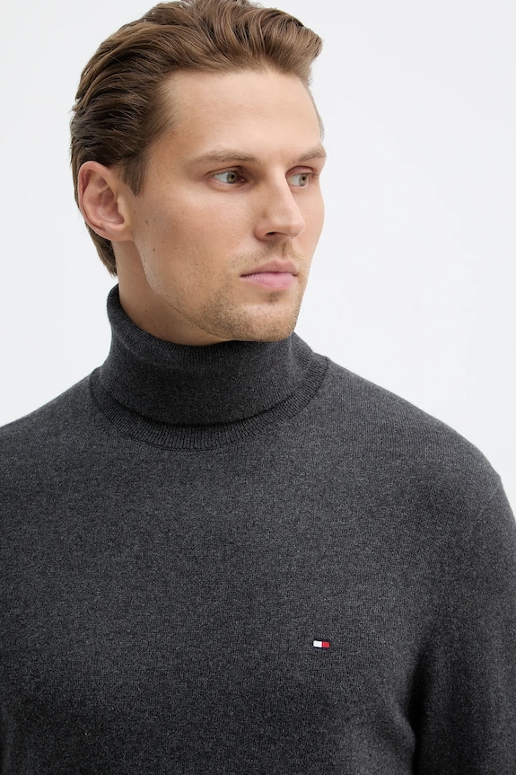 Tommy Hilfiger pulover din amestec de casmir gri MW0MW28048