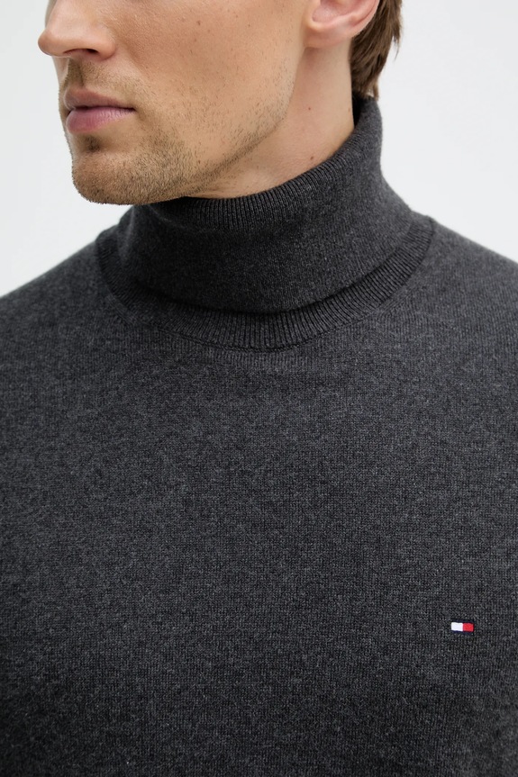 Tommy Hilfiger pulover din amestec de casmir MW0MW28048 gri