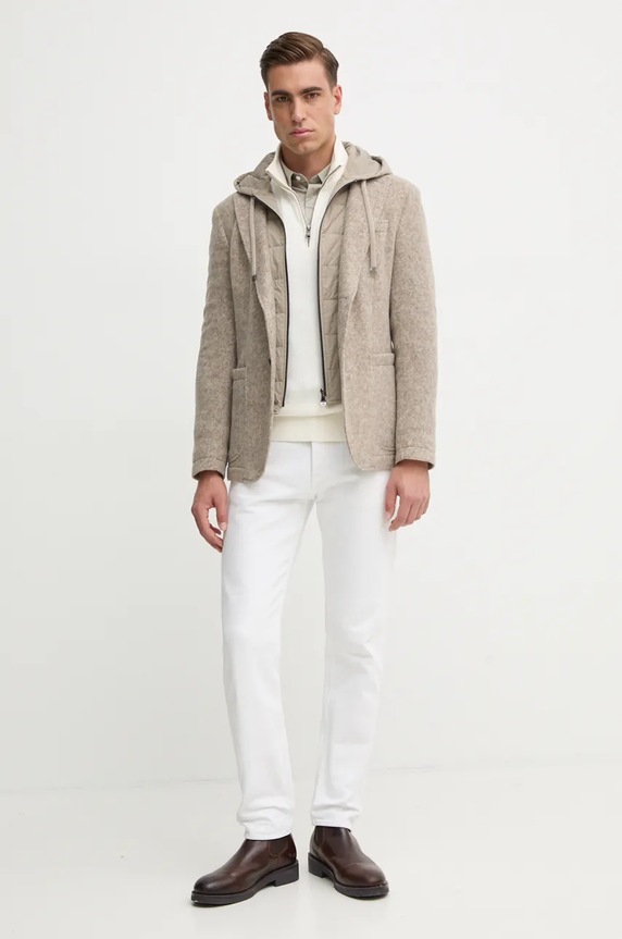 Pulover s dodatkom kašmira Tommy Hilfiger MW0MW28049 bež NC24