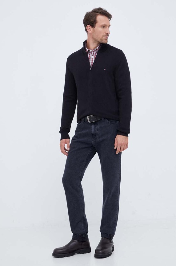 Tommy Hilfiger kardigan z domieszką kaszmiru MW0MW28050 czarny AW25