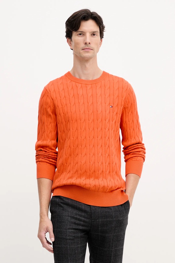 Tommy Hilfiger pulover bărbați bumbac subtiri portocaliu MW0MW33132