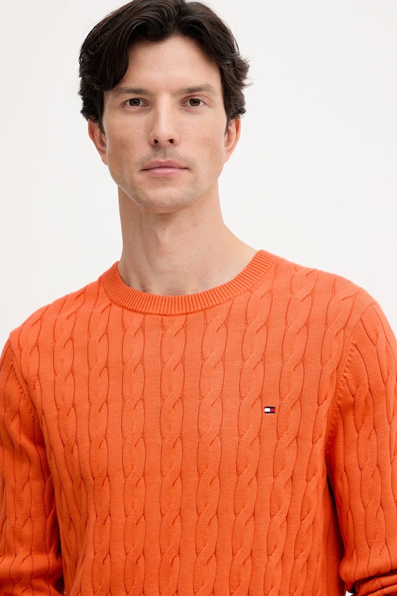 Tommy Hilfiger pulover bărbați bumbac portocaliu MW0MW33132