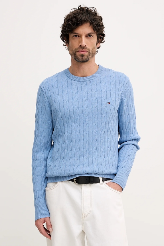Tommy Hilfiger pulover bărbați din bumbac subtiri albastru MW0MW33132