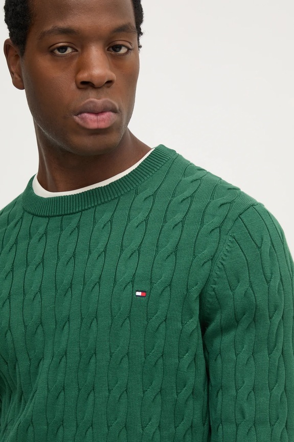 Tommy Hilfiger sweter męski bawełniany zielony MW0MW33132