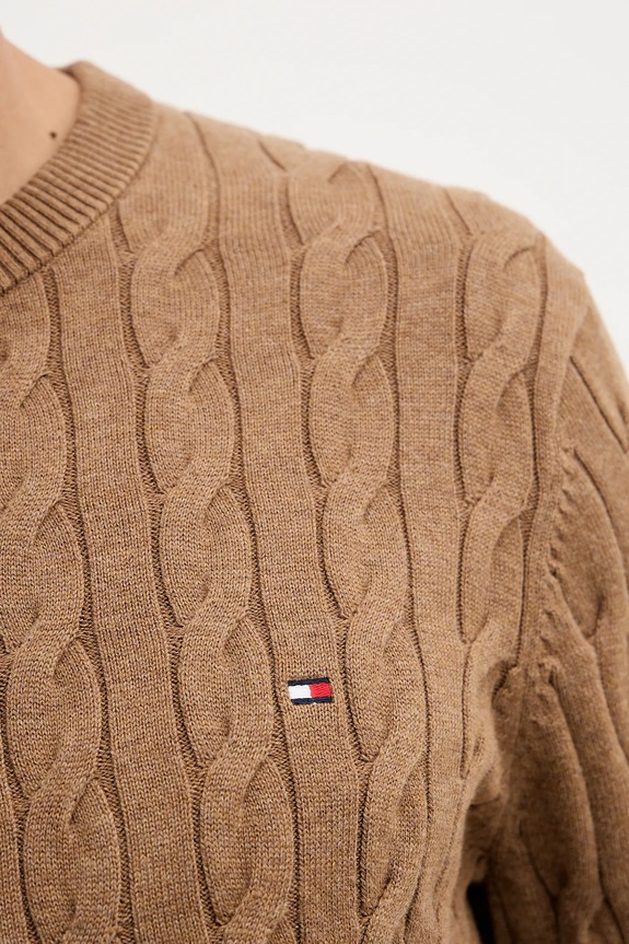 Tommy Hilfiger Pulover bărbați de bumbac MW0MW33132 maro